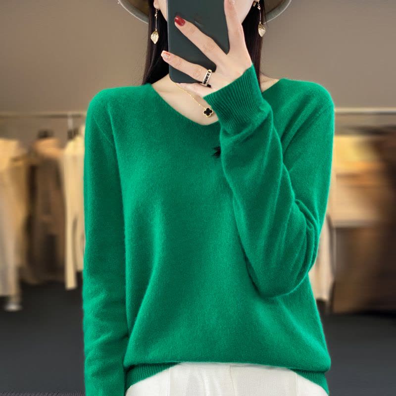 免费试穿 秋冬新款V领羊绒衫春秋新款针织衫瘦身上衣慵懒毛衣女春秋针织上衣服打底衫秋冬内搭大码显瘦洋气打底衫女图片