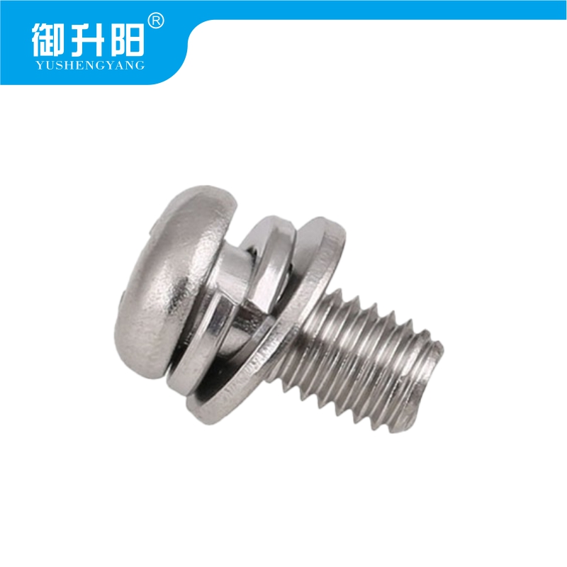 御升阳 304不锈钢十字槽半圆头三组合螺丝 M4X10 4.8级强度 / 个高清大图