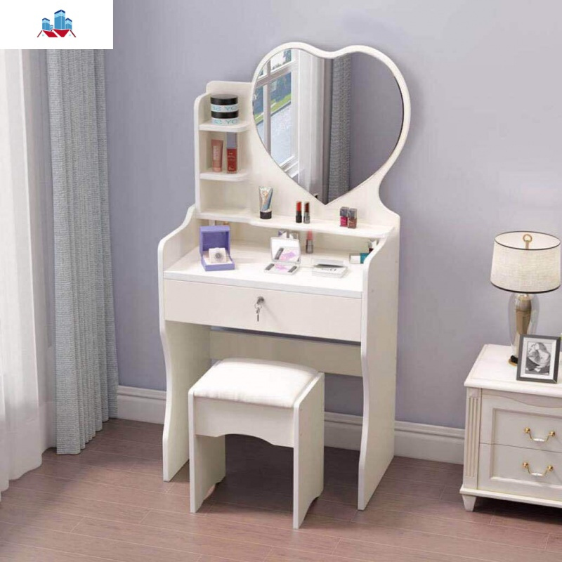 小型梳妆台卧室小号单人60cm收纳柜一体迷你简易网红化妆桌50厘米泰