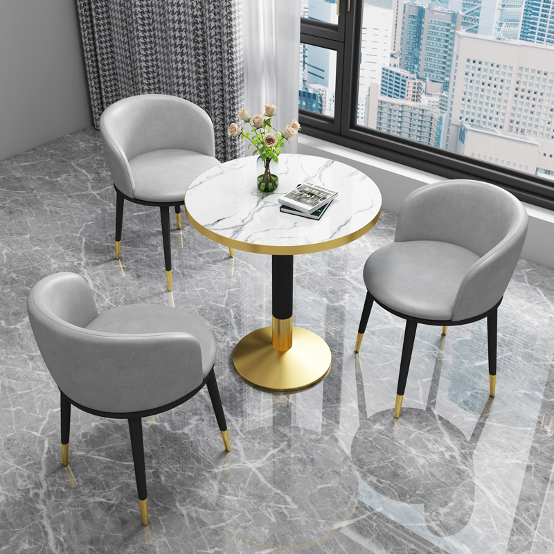 绵冠MIANGUAN轻奢洽谈桌椅组合接待商务会客小圆形售楼部奶茶店咖啡厅一桌三椅