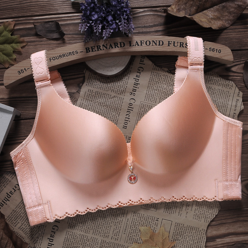 可莉允特大码杯胖mm大胸显小一片式无痕女内衣纹胸罩无钢圈调整文胸de