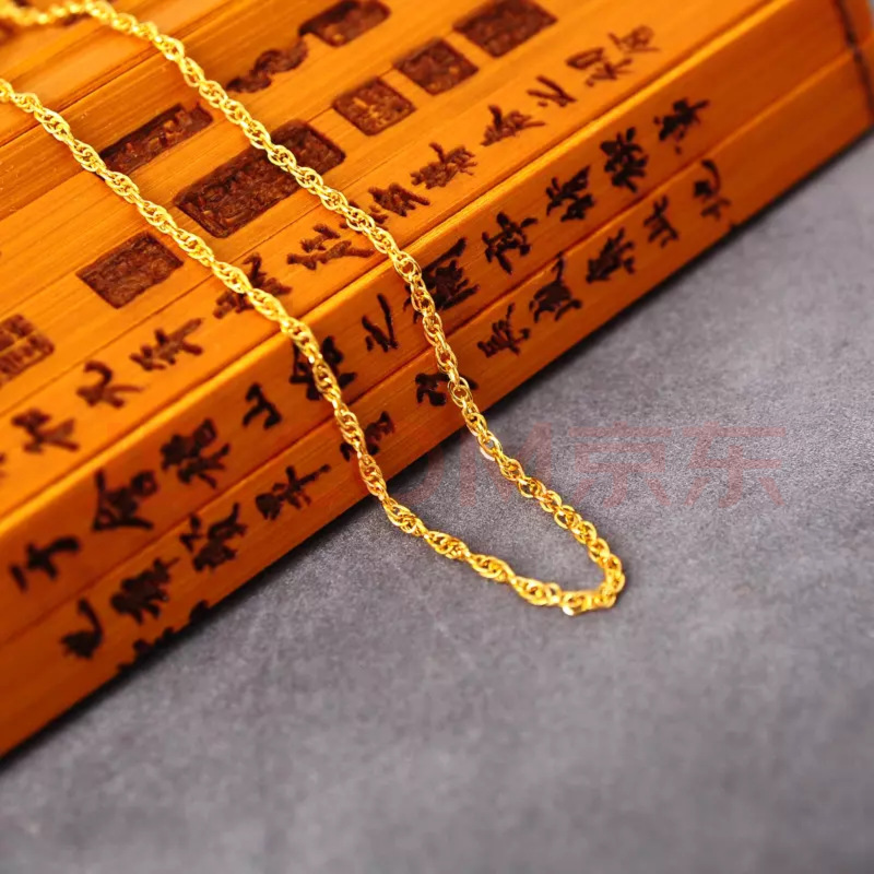 天鑫洋足金黄金项链四方水波纹项链绳链时尚百搭女士项链