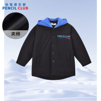 铅笔俱乐部童装2025冬装新品男童棉服中大童夹棉保暖外套儿童厚款上衣 170170cm 黑色