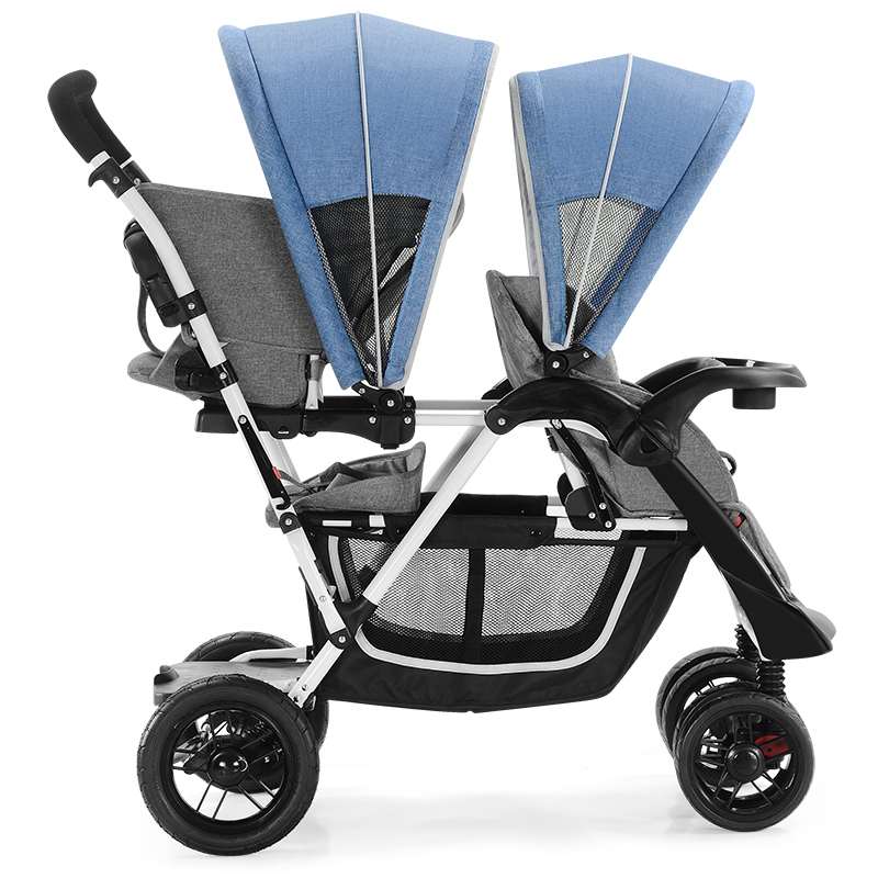 神马二胎推车双胞胎轻便童车双人可坐躺推车大小孩儿童手推车