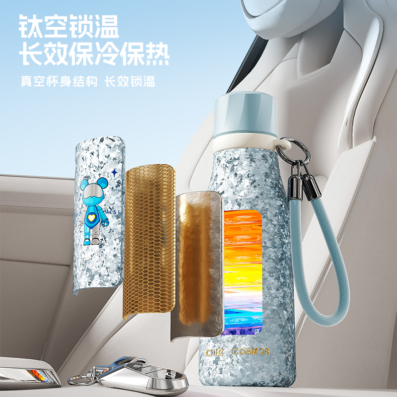 Cille户外水壶350ml不锈钢保温杯便携运动水瓶轻量化设计防漏密封随行杯高清大图