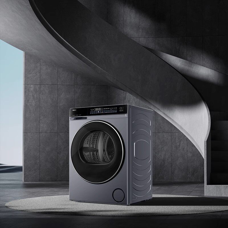 海尔干衣机GA100-STF582HU1热泵式10kg变频前开独嵌两用极夜灰62分贝大容量四口家庭适用带屏显示高清大图