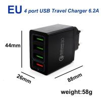 多功能4USB+QC3.0快充适用小米三星华为苹果iPhone美英规充电器头 ShenMai 欧规[白色]欧洲通用深迈