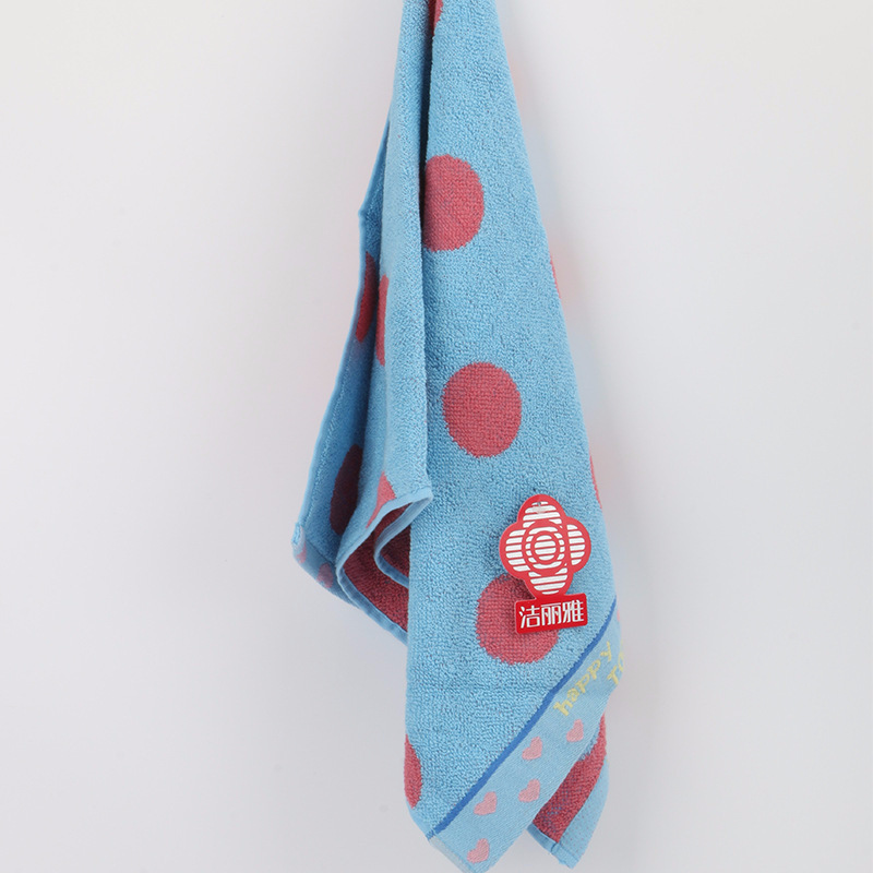 洁丽雅毛巾圆点纯棉柔软强吸水家用洗脸面巾_1 兰色1条34*74