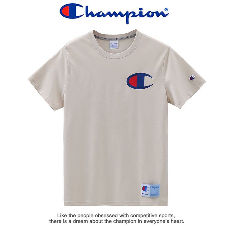 Champion 冠军夏季短袖T恤女士情侣同款圆领INS风潮刺绣运动T恤男图片