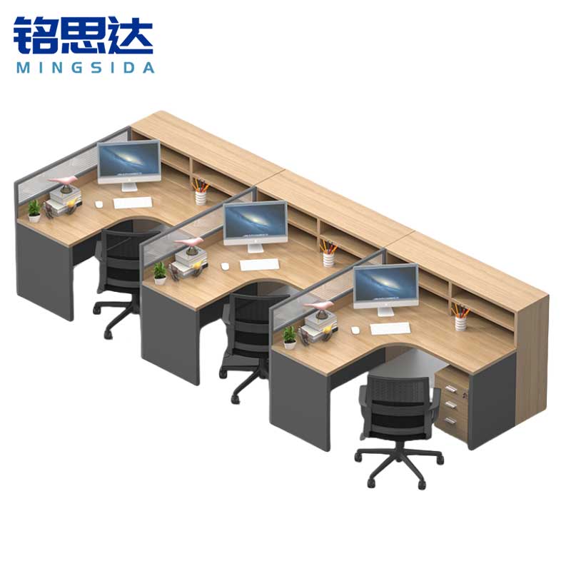 铭思达屏风办公桌F型三人位套高清大图