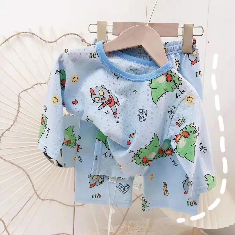 儿童卡通呼吸棉7分家居服套装宝宝卡通空调服棉质睡衣春夏童装薄威珺