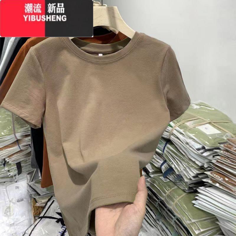 YIBUSHENG正肩短袖t恤女2024年季新款宽松内搭百搭圆领体恤薄款上衣高清大图