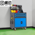 戴劲工具车移动维修收纳柜工具架多功能工具箱五金工具柜灰蓝二抽带网
