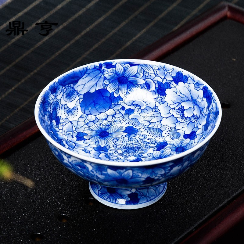 鼎亨景德镇功夫茶杯品茗杯茶盏主人杯手绘青花瓷小茶杯全手工功夫