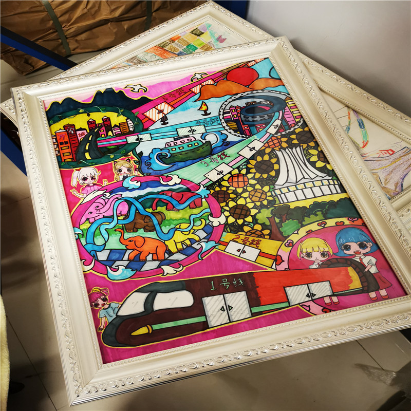 作品装裱 a3作品装裱 带有机玻璃 字画装裱画框书法毛笔宣纸空白框架