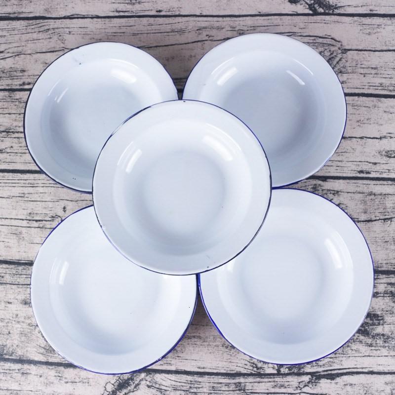 老式怀旧搪瓷盘子碟子果盘复古搪瓷餐盘点心盘汤盘 家用餐具 套装 24