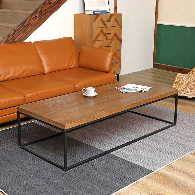 易企采办公室12055cm茶几会客区实木面钢架4s店接待茶几长方型客厅