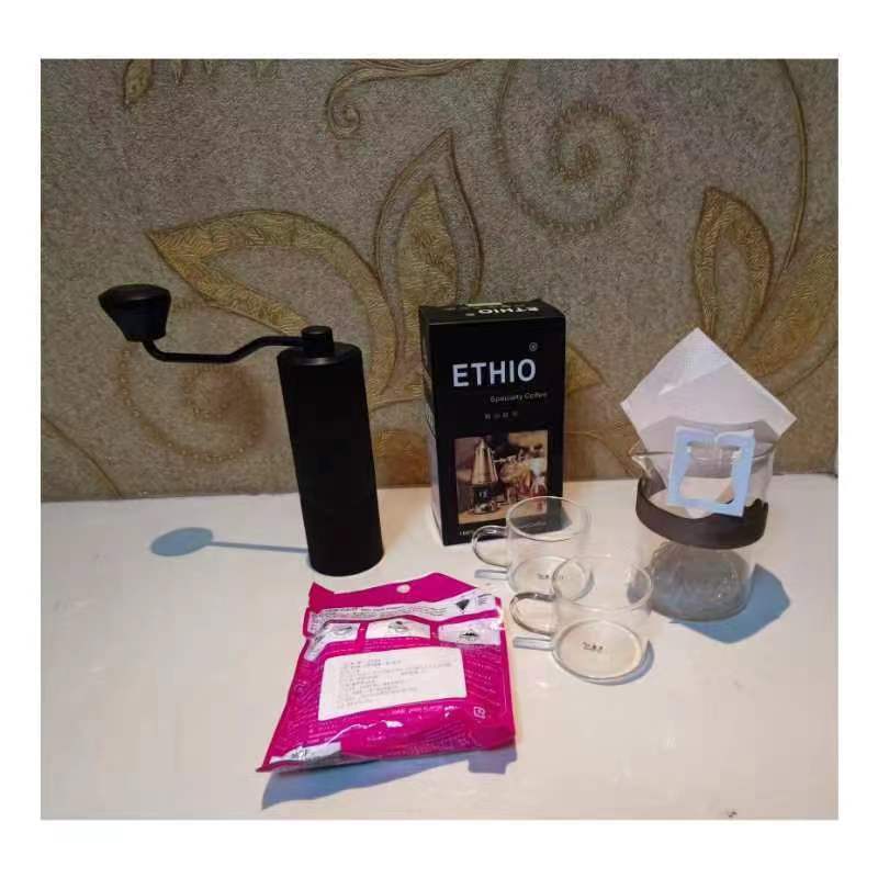 伊索精品咖啡礼盒——磨豆机+滤壶+滤纸+咖啡杯+精品咖啡豆 购买即可加送一盒价值128元精品咖啡豆