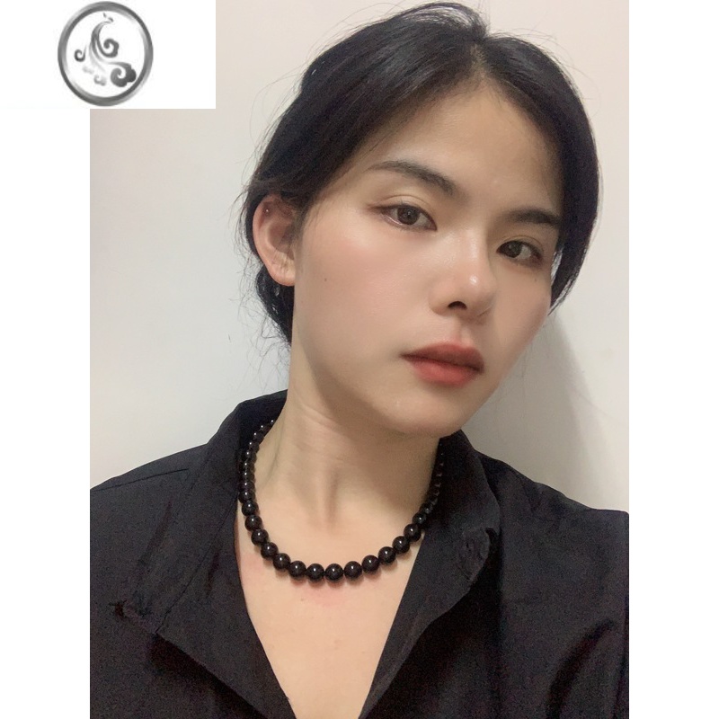 JiMivilin新款fever同款黑玛瑙项链轻奢小众复古高级感手工串珠锁骨M 7A黑玛瑙10mm
