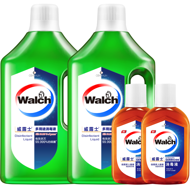 威露士 多用途消毒液1L*2+消毒液消毒水170ml*2 便携家居衣物消毒杀菌