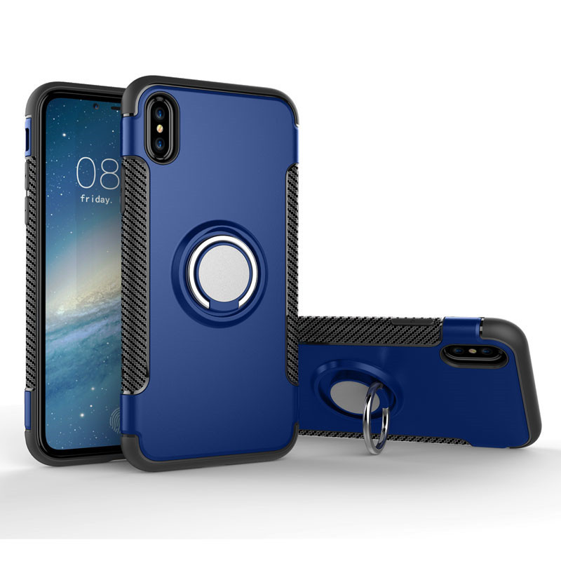 HIGE/iphone X全包防摔硅胶个性创意吸磁指环保护套 适用于苹果x手机壳男女款 土豪金