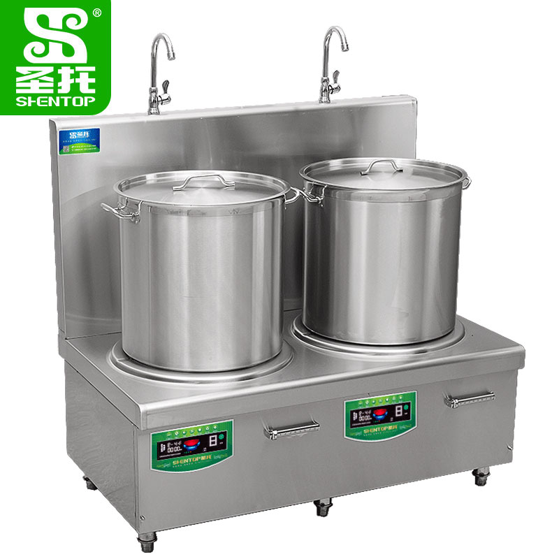 圣托(Shentop)304#不锈钢双头电矮汤炉 学校食堂平面高汤炉 DCE33高清大图