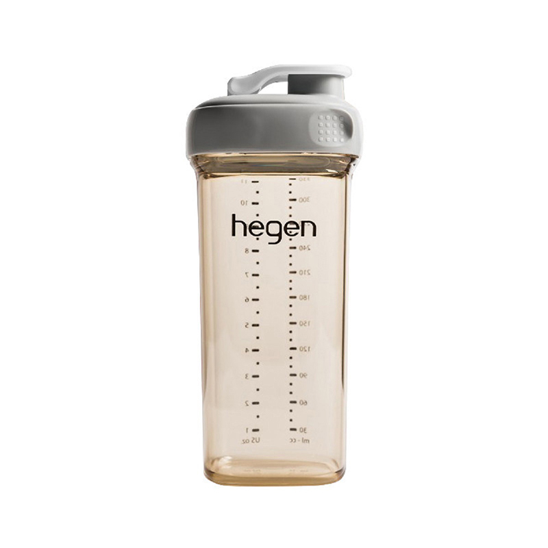 Hegen水杯新加坡原装进口宽口径PPSU亲子喝水杯奶瓶330ml灰色