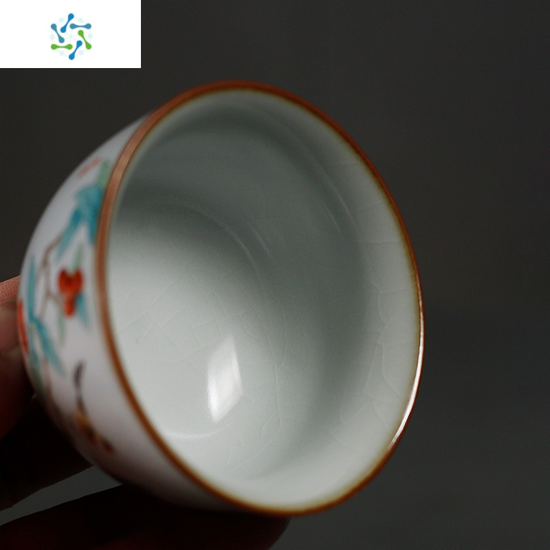 汝窑功夫茶具茶杯子主人杯单杯女开片品茗杯单个汝瓷茶碗陶瓷大号 三维工匠 新款汝窑禅香杯-事事如意