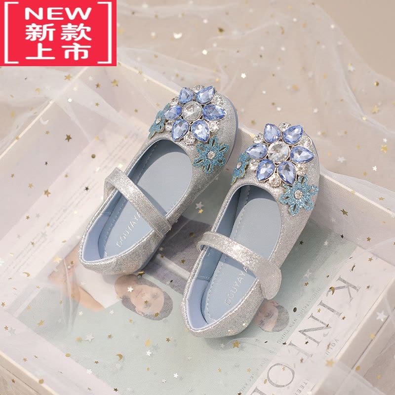 可莉允女童靴子加绒短靴儿童爱莎公主靴软底水晶鞋2022秋冬新款宝宝皮靴图片