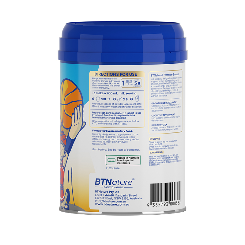 BTNature贝特恩赖氨酸儿童成长奶粉800g/罐澳洲原装进口 学生青少年成长奶粉 适用3岁以上宝宝补钙长高营养丰富高清大图