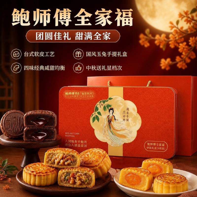 鲍师傅 全家福(大)中秋礼盒470g