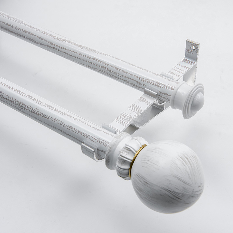 京城派 罗马杆窗帘杆加厚铝合金窗帘杆特厚金色白色罗马杆单杆双杆窗帘轨道单杆窗帘杆子支架侧装顶装窗帘支撑杆 白木纹（铝合金） 【双杆】定制每米价格(联系客服报价)