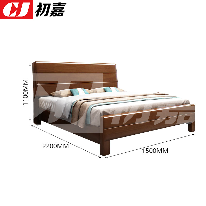 初嘉(CJ) 实木床宿舍家具1.5米单人床 1500*2200*1100高清大图
