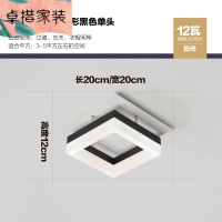 过道灯走廊灯吸顶灯LED简约现代正方形进厅入户灯玄关阳台灯具双头白框20*40cm方形白光24W明装带光源壹德壹