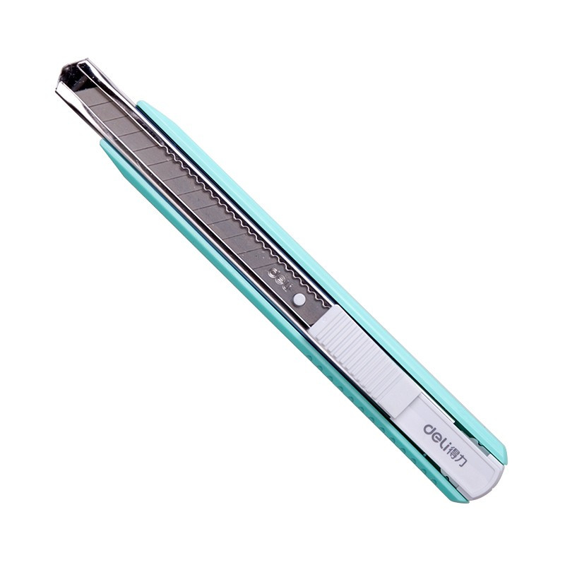 得力deli小号铝合金护套美工刀壁纸刀裁纸刀2086浅蓝