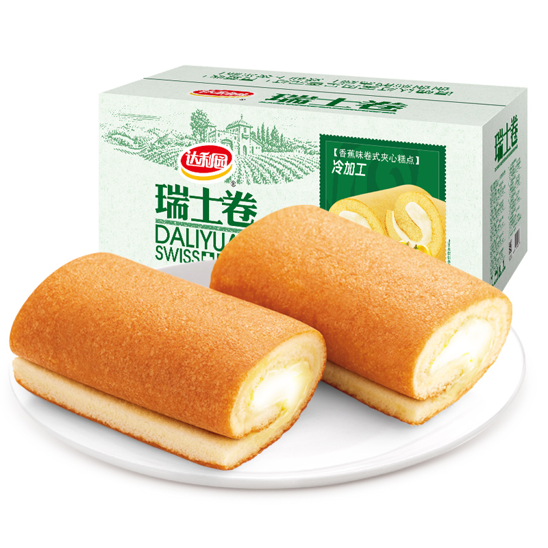 达利园 糕点 卷类面包 零食 瑞士卷1500g(香蕉味)