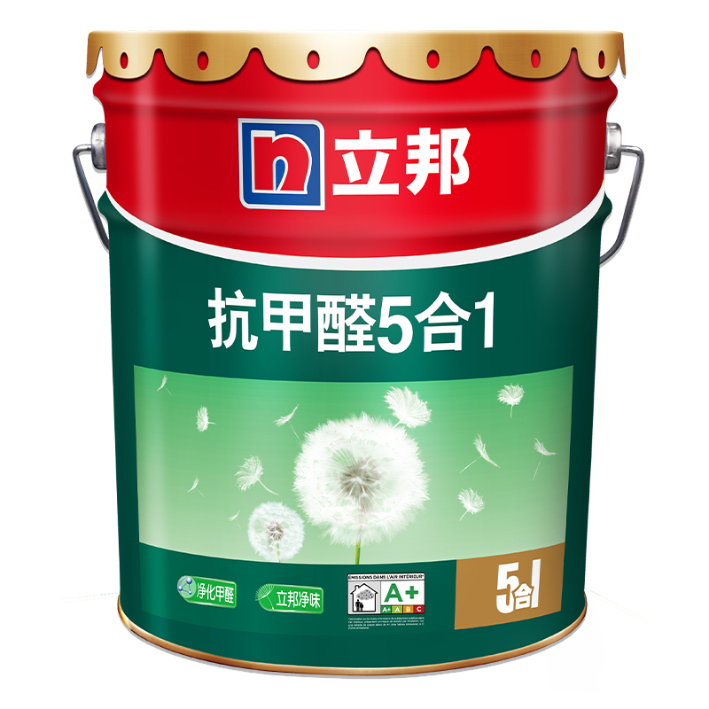 立邦漆 抗甲醛净味五合一乳胶漆 白色内墙面漆水漆油漆涂料18L