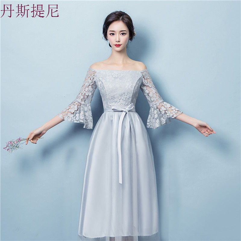 伴娘礼服2018新款韩版中长款春季伴娘团姐妹裙短款连衣裙伴娘服女