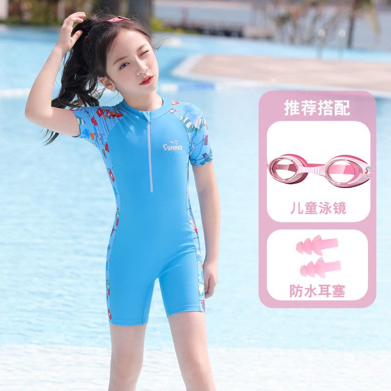 儿童泳衣连体女童孩2022新款中大童可爱宝宝洋气训练夏游泳衣图片