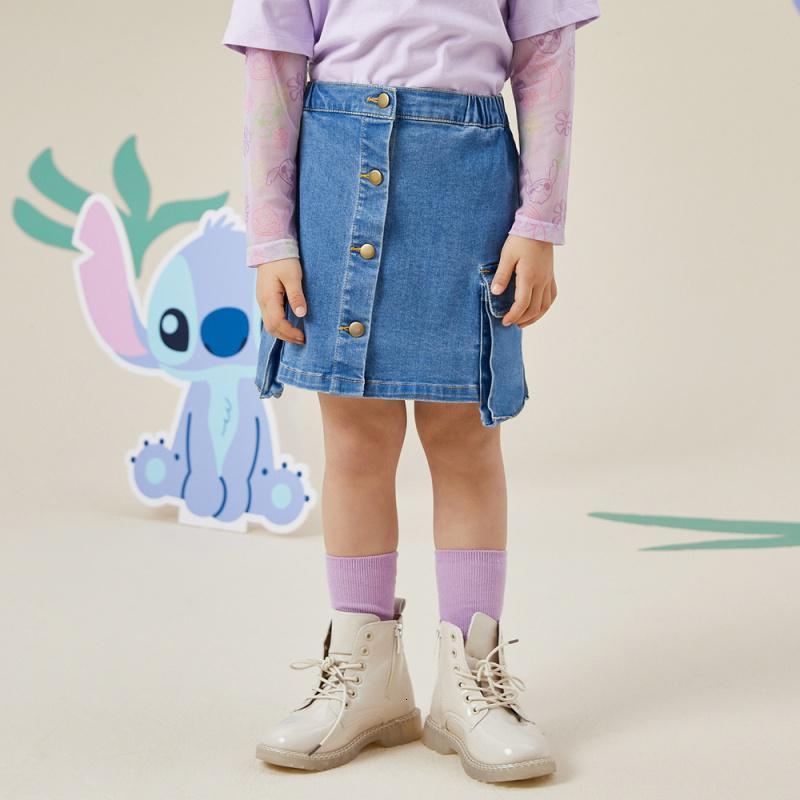 [1件3折价:43.5]moomoo童装女童牛仔半裙春秋新款洋气儿童轻薄清爽工装半裙