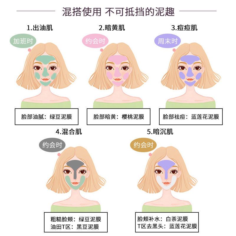 一叶子清洁泥膜补水保湿祛痘黑头收缩毛孔控油面膜男士女学生党 提亮嫩白小粉泥150g