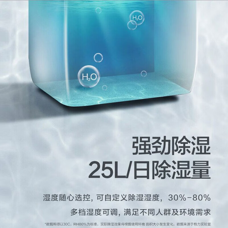 格力(GREE)除湿机智能家用卧室办公室地下室抽湿机 干燥机多功能净化干衣UV杀菌25升日除湿量 DH25EPA1A高清大图