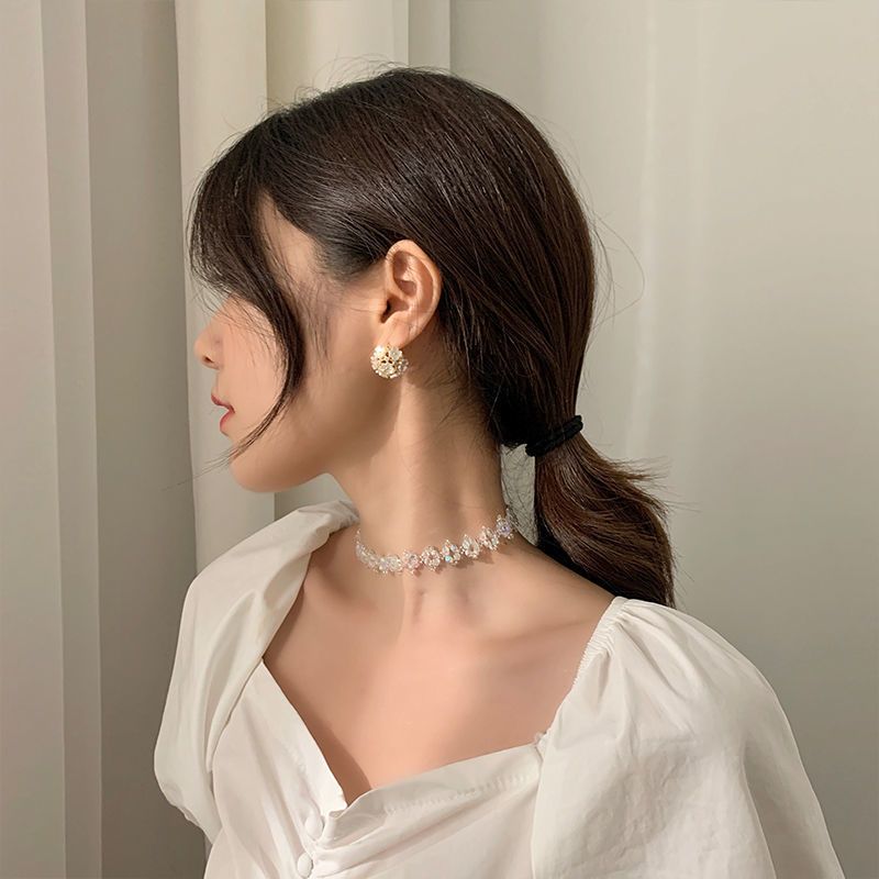 ins冷淡风幻彩水晶项链女气质简约高级感锁骨链小众设计短款颈链气质