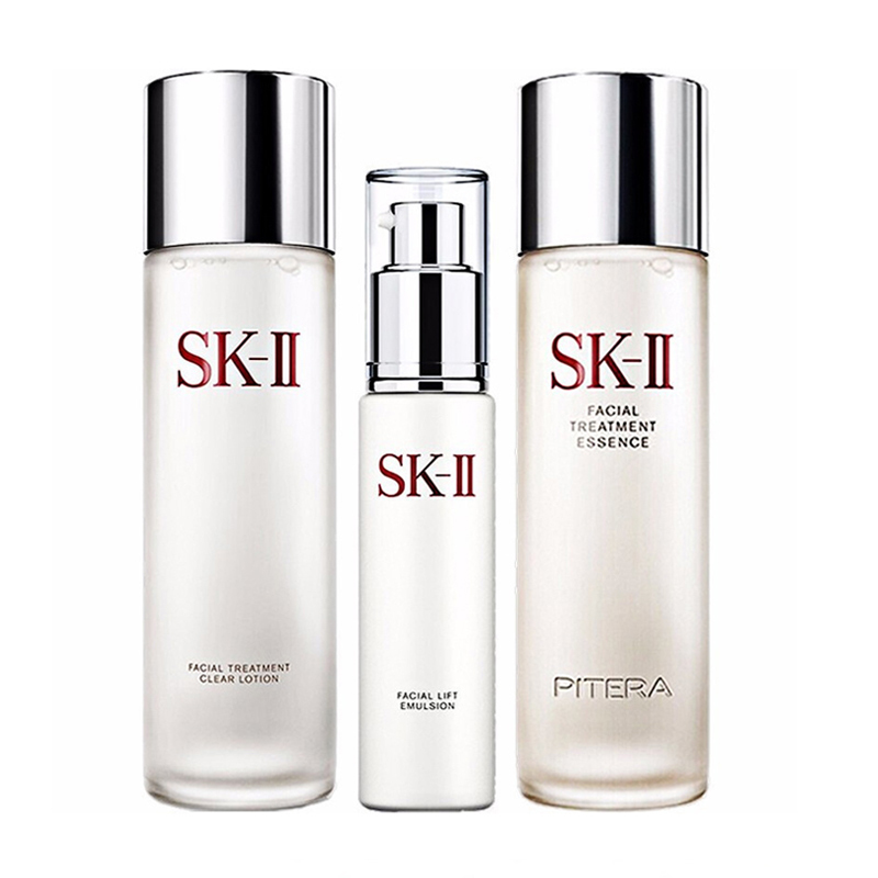 SK-II多方位三件套面部护肤套装 清滢露230ml+神仙水230ml+乳液100g 补水保湿控油平衡清爽不粘腻