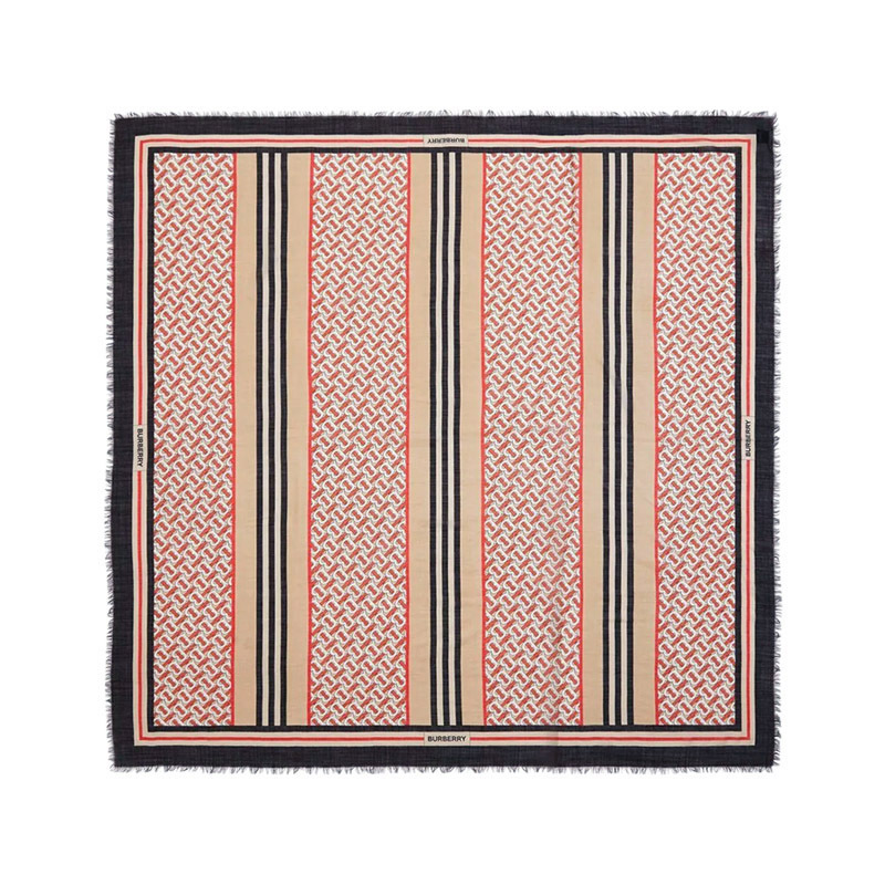博柏利burberry男女通用款绵羊毛桑蚕丝大号方巾围巾8055865