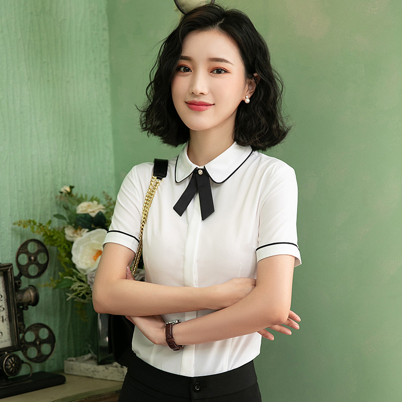 女先生女士衬衫正装白衬衣女短袖气质酒店工作服春夏上班职业衬衫面试