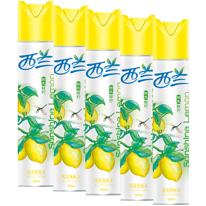 雷达 阳光鲜柠香型 酒店办公楼卫生间除臭芳香剂空气清新喷雾空气清新剂320ml*5瓶高清大图