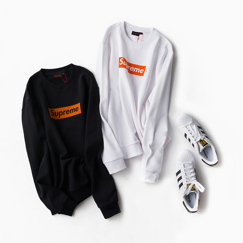 秀帛丽艾塔菲戈(supreme italfigo) 橘色植绒圆领卫衣