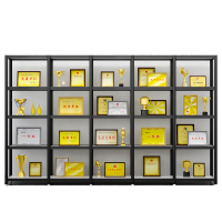 易企采 展示架2000*3000*300mm 荣誉墙展示墙产品模型手办展示柜样品奖杯柜证书马拉松奖牌荣誉证书奖牌奖杯奖状 黑色2000*3000*300mm