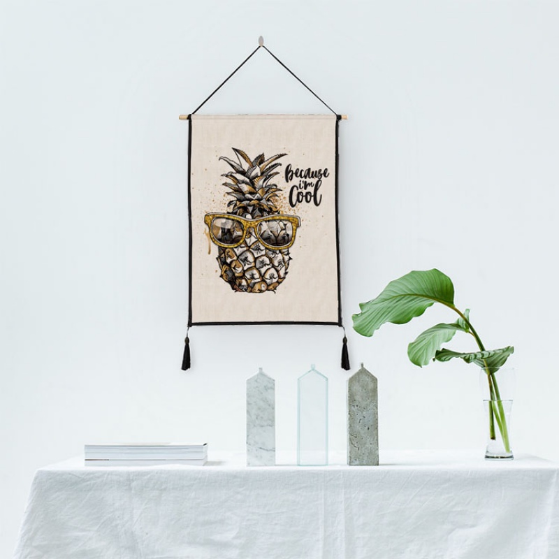 美帮汇北欧 菠萝系列挂画挂毯壁挂 客厅走廊房间装饰挂画高清大图